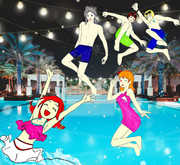 光り輝くアスパワワ！魅惑のナイトプールに光の戦士登場！