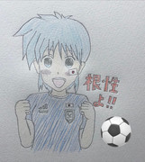 サッカー日本代表を応援する虹野沙希ちゃん。