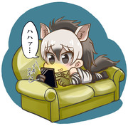 ネットサーフィンをするアードウルフちゃん