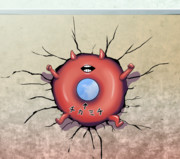 壁にはまって動けない浮き輪さん