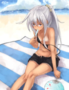 ショーパンビキニポニテ汗だく日焼け響