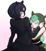 パンサーカメレオンに哺乳類を教えてあげるニホンツキノワグマ