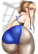 水本ゆかり×競泳水着×黒ストッキング