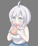 ハンバーガーを食べるシロちゃん