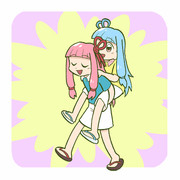 おんぶ ニコニコ静画 イラスト