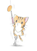 ドライバーでパンを取るにゃんこ