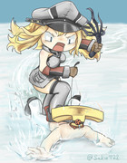 提督とスノーボードをするビスマルク