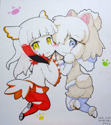 トキ＆アルパカ色紙です