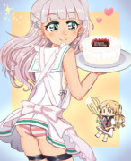 お誕生日ケーキをつくったマエちゃんとザラ妖精ちゃん