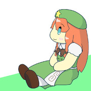 横を向いて座ってる美鈴