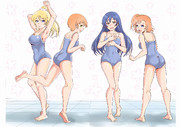 ほのか、海未、凛、絵里でスクール水着。。。