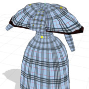 ギンガムチャックのワンピース+ケープ付き（配布衣装８）