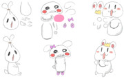 ふわふわうさぎちゃんの友達　分割素材