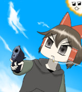 銃を構えるMaru姉貴