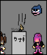 ウナギに埋もれるマキ