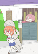 夏休みの宿題を提出しに行く星野ひなたちゃんと引き止めに失敗する星野みやこちゃん