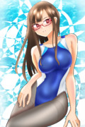 水本ゆかり×競泳水着×黒スト×眼鏡