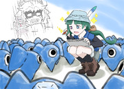 好奇心からか、幸運にも青塗りのセルリアンに突撃してしまうともえちゃん.kmnfrnzr