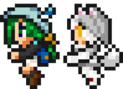 何かにまたがって風を感じる開拓者コンビ（ＦＦ風味）