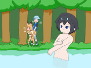 水浴びするカタカケフウチョウ