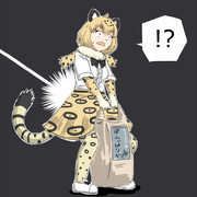 米袋を持ち上げた瞬間、腰にサンドスターの直撃を受けるジャガーさん