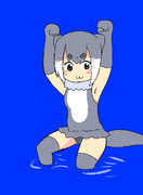 勝利を確信したコツメカワウソ