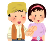 滅びの呪文を唱える男の子と女の子のイラスト