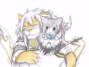 グー提督に抱きつく武蔵ライオン