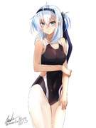 競泳水着白タイツ涼月！