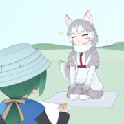 絵のモデルになるイエイヌgif