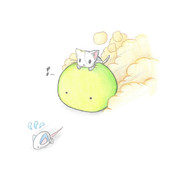 ネズミロボを追いかけるカエルちゃんとにゃんこ