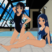 競泳水着の五月雨と涼風