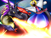 ドラゴン化した聖白蓮と戦している人外アリス