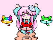 色んなカニを仮面に加えて満足気なこころ