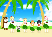 クリア記念にみんなでフラダンス