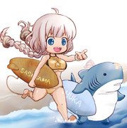 サメサーファーとあかりちゃん