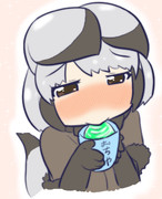 タピオカミルクティーがないので代わりにお茶で我慢するオオミミギツネちゃん