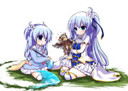 庭園で戯れる梅花姉妹