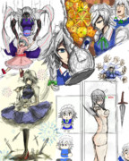 咲夜さんをどう描いたらいいか模索した落書き