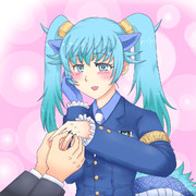 指輪をもらって照れるセイリュウ様