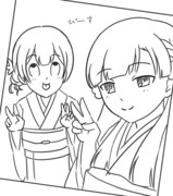 「顔交換アプリで遊ぶ紗枝と凛世」