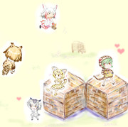 スナネコ＆ツチノコ、博士＆助手そしてトキ