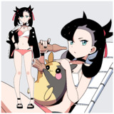 水着マリィとモルペコ