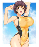 及川雫×競泳水着