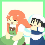 妖精メイドに髪を梳いてもらう美鈴