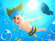 海で泳ぐ信助