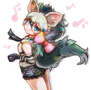 リボンつけたのが嬉しくてタイツを忘れてるアドちゃん