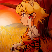 サバンナを染める赤い夕焼け