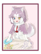 テーブルクロスを拭くイエイヌちゃん