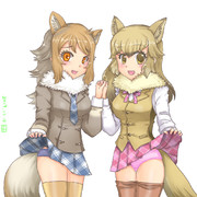 イタリアオオカミちゃんとクルペオギツネちゃん